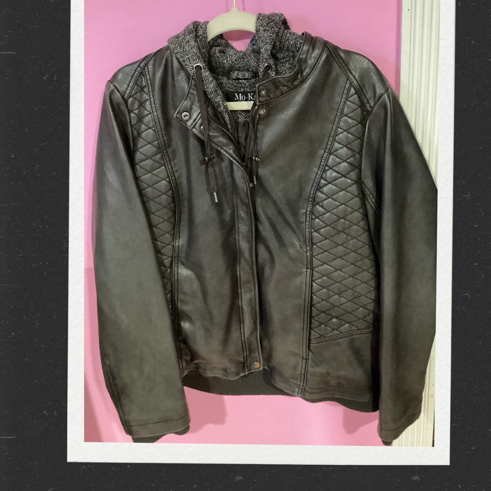 Mo-ka Quilted Leather Jacket - Black and Gray